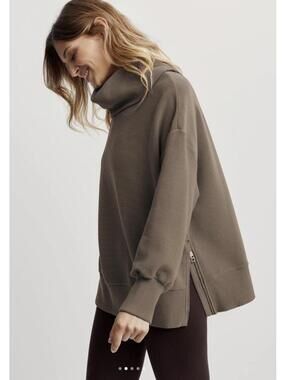 Varley Milton Cowl Neck Sweatshirt In Stone Olive. Size Small. Retail $158